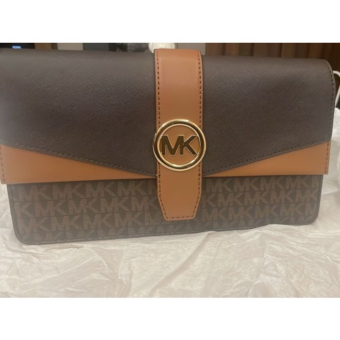 Michael Kors Brown Signature Greenwich Medium Flap Shoulder Bag