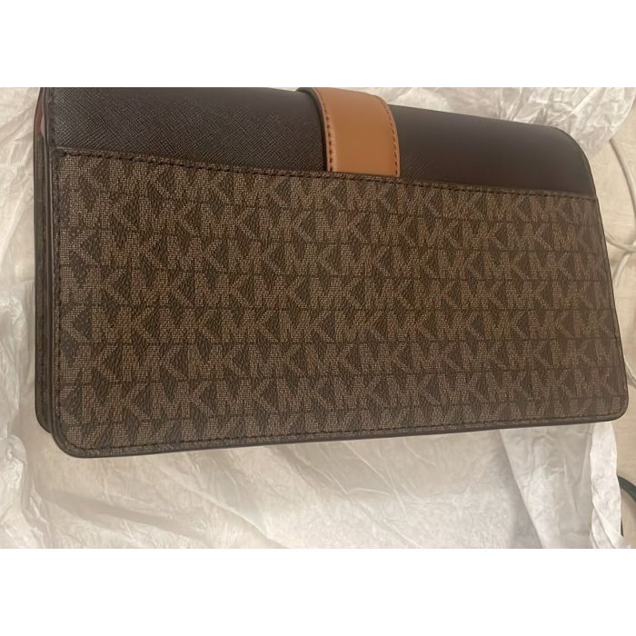 Michael Kors Brown Signature Greenwich Medium Flap Shoulder Bag