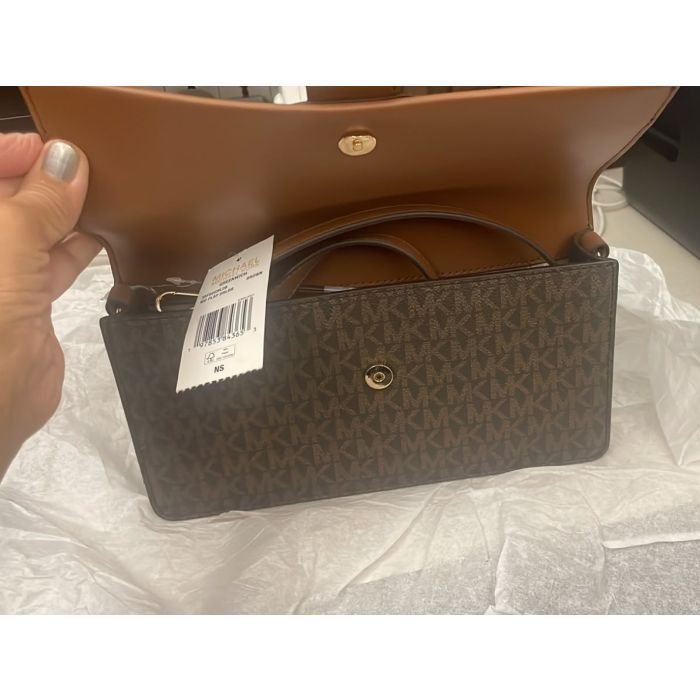 Michael Kors Brown Signature Greenwich Medium Flap Shoulder Bag