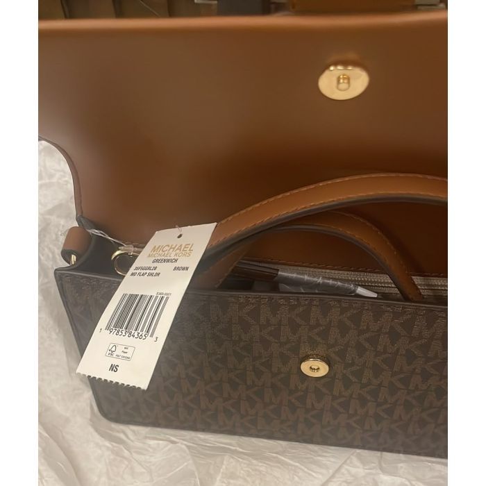 Michael Kors Brown Signature Greenwich Medium Flap Shoulder Bag