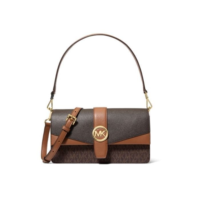 Michael Kors Brown Signature Greenwich Medium Flap Shoulder Bag
