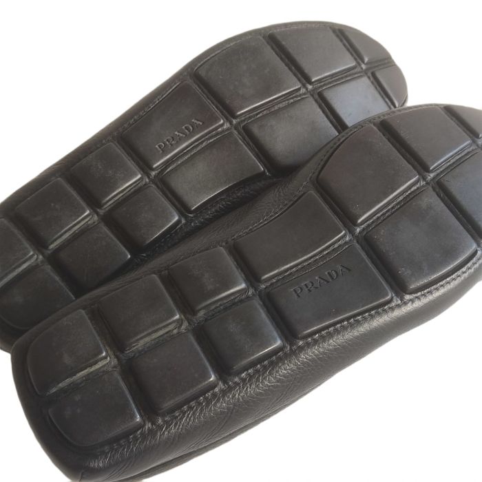 Prada Leather Logo Driving Loafer 2DD165 Black 