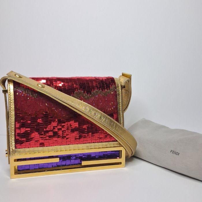 Red Sequin Beaded Evening Clutch