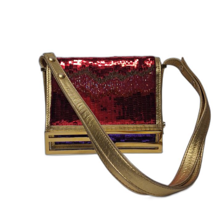 Red Sequin Beaded Evening Clutch