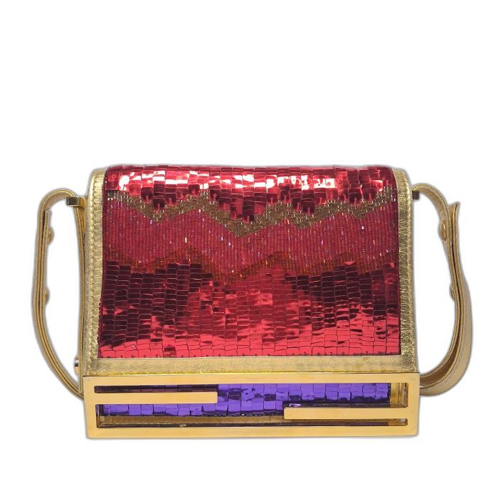 Red Sequin Beaded Evening Clutch