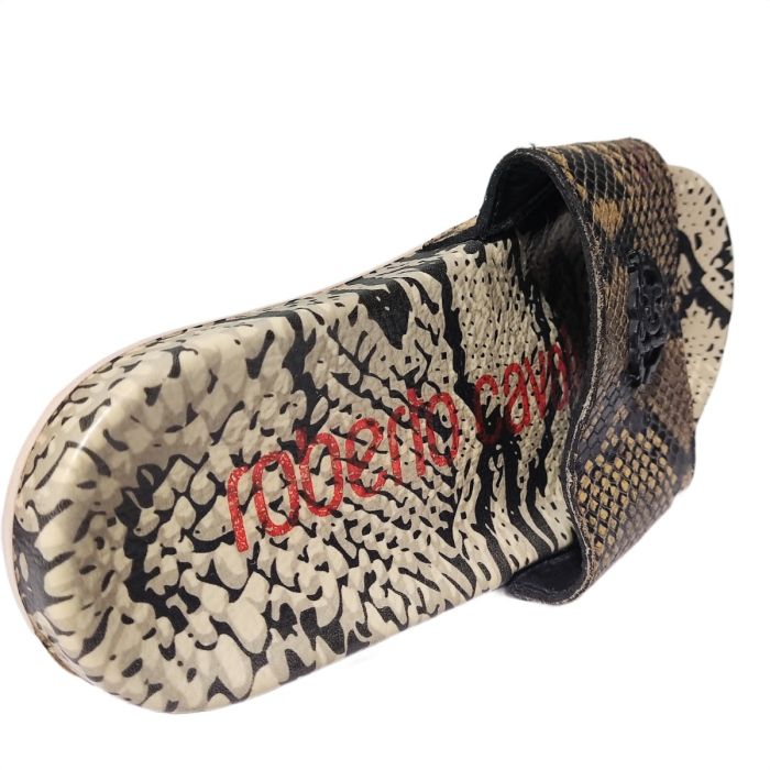 Roberto Cavalli Grey leather slippers
