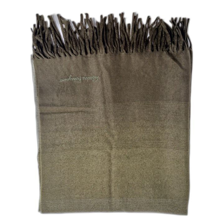 Salvatore Ferragamo Olive Check Cashmere-Blend Scarf