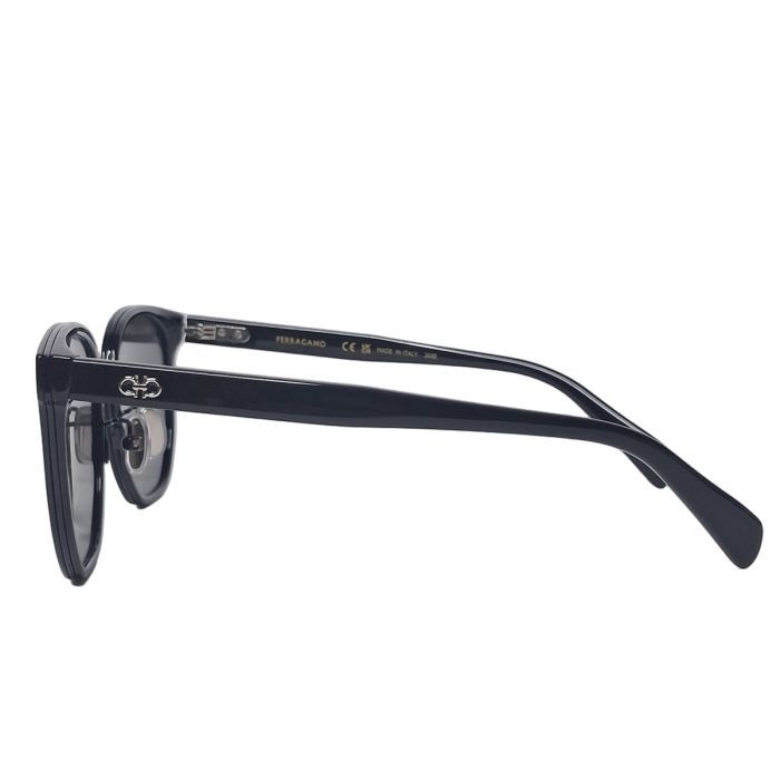 Salvatore Ferragamo SF2056SLBK Gancini Sunglasses, Black Rounded