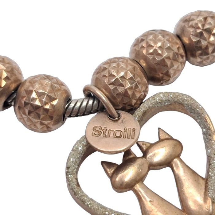 Stroili Sterling Silver Charm Bracelet with Crystal Heart