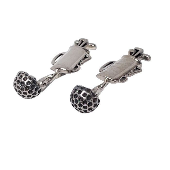 Tiffany & Co. 1990 Sterling Silver Golf Bag & Ball Clip Earrings