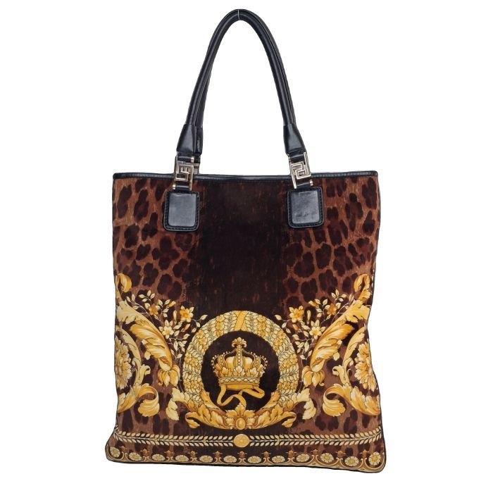 Versace Leopard Barocco Print Tote Bag