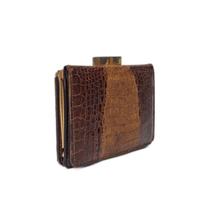 Vintage Crocodile-Skin Clasp Billfold Wallet