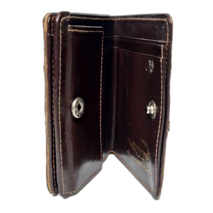 Vintage Crocodile-Skin Clasp Billfold Wallet
