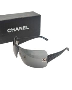 Chanel Quilted Leather Temple 4157-Q Shield Sunglasses
