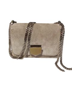 Jimmy Choo Beige Suede Leather Lockett City Shoulder Bag