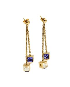 Louis Vuitton Crystal 'LV' Gamble Drop Earrings