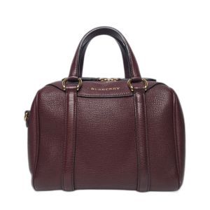 Burberry Burgundy Leather Bowling Bag