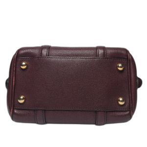Burberry Burgundy Leather Bowling Bag