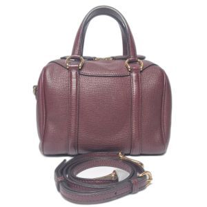 Burberry Burgundy Leather Bowling Bag