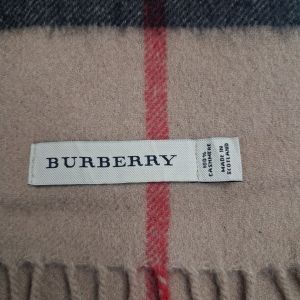 Burberry Camel Nova Check Cashmere Fringed Scarf