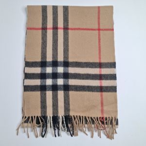 Burberry Camel Nova Check Cashmere Fringed Scarf