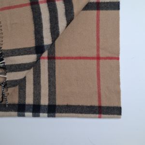 Burberry Camel Nova Check Cashmere Fringed Scarf