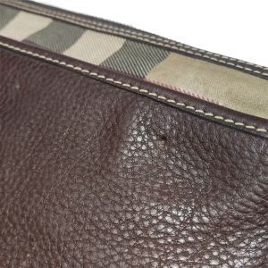 Burberry Zip Canvas & Leather Pouch