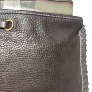 Burberry Zip Canvas & Leather Pouch