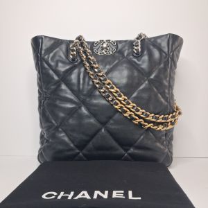 Chanel Black Quilted Chain Tote Bag