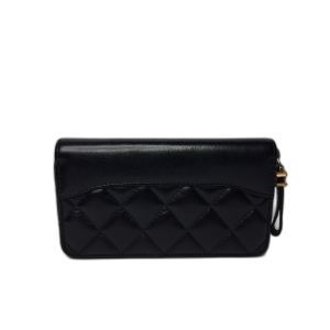 Chanel Black Quilted Zip Wallet
