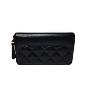 Chanel Black Quilted Zip Wallet