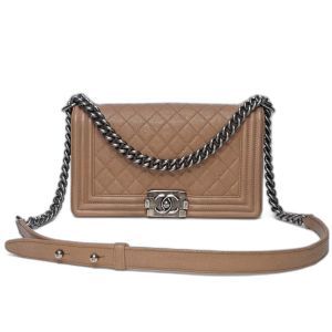 Chanel Boy Bag Tan Caviar