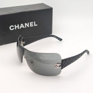 Chanel Quilted Leather Temple 4157-Q Shield Sunglasses