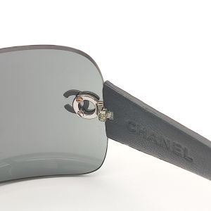 Chanel Quilted Leather Temple 4157-Q Shield Sunglasses