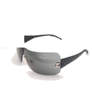 Chanel Quilted Leather Temple 4157-Q Shield Sunglasses