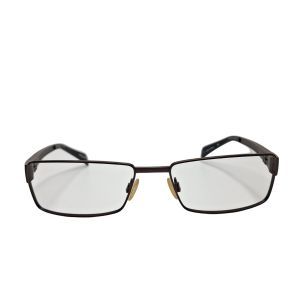 Cogan Titanium Rectangular Eyeglasses, Brown/Black Frame