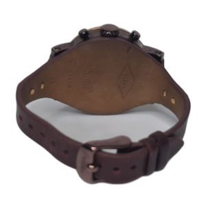 Fossil Burgundy Dial Chronograph Watch with Leather Cuff