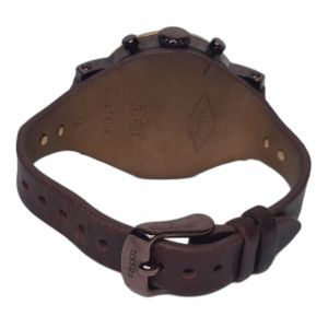 Fossil Burgundy Dial Chronograph Watch with Leather Cuff