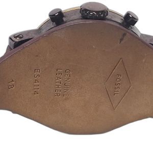Fossil Burgundy Dial Chronograph Watch with Leather Cuff