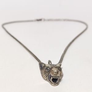 Gucci Anger Forest Wolf Head Pendant Necklace 
