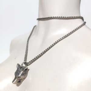 Gucci Anger Forest Wolf Head Pendant Necklace 