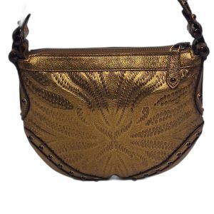 Gucci Gold Embossed Studded Hobo Bag