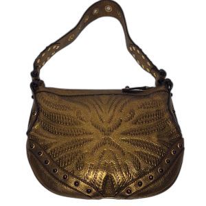 Gucci Gold Embossed Studded Hobo Bag