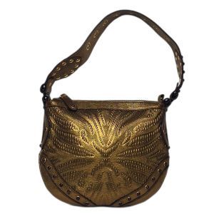 Gucci Gold Embossed Studded Hobo Bag