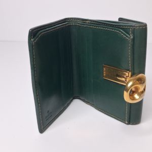 Gucci Green Guccissima Compact Flap Wallet