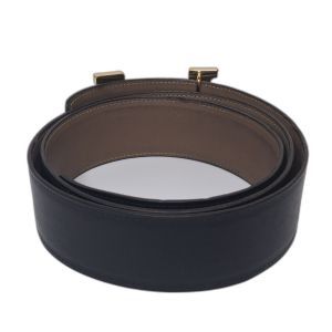 Hermès Black and Brown Reversible H Belt with Gold Buckle