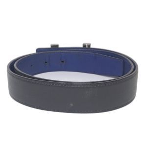 Hermès Grey and Blue Reversible Leather Belt Strap