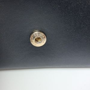 Longchamp Black Leather Compact Flap Wallet
