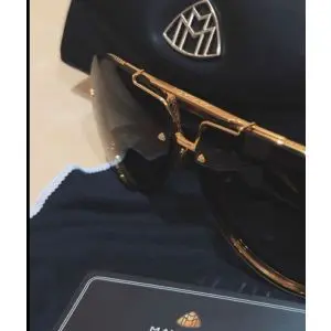 Maybach The King I 24K Gold Plated Titanium Sunglasses with Walnut Burr Temples