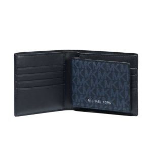 Michael Kors Blue Signature Cooper Billfold Wallet with Passcase